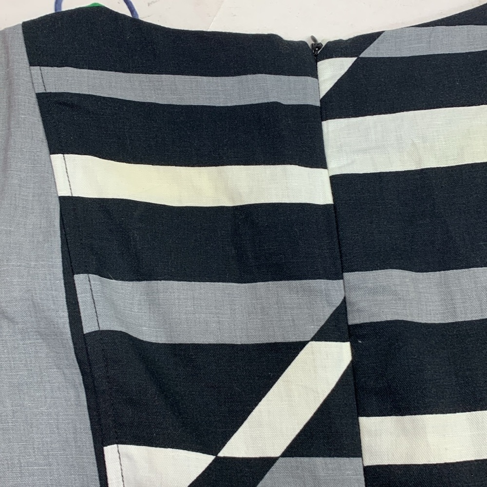 Derek Lam Linen Dress Size 4 Short Cap sleeve Zip up Geometric Multicolor Earthy - Picture 12 of 15